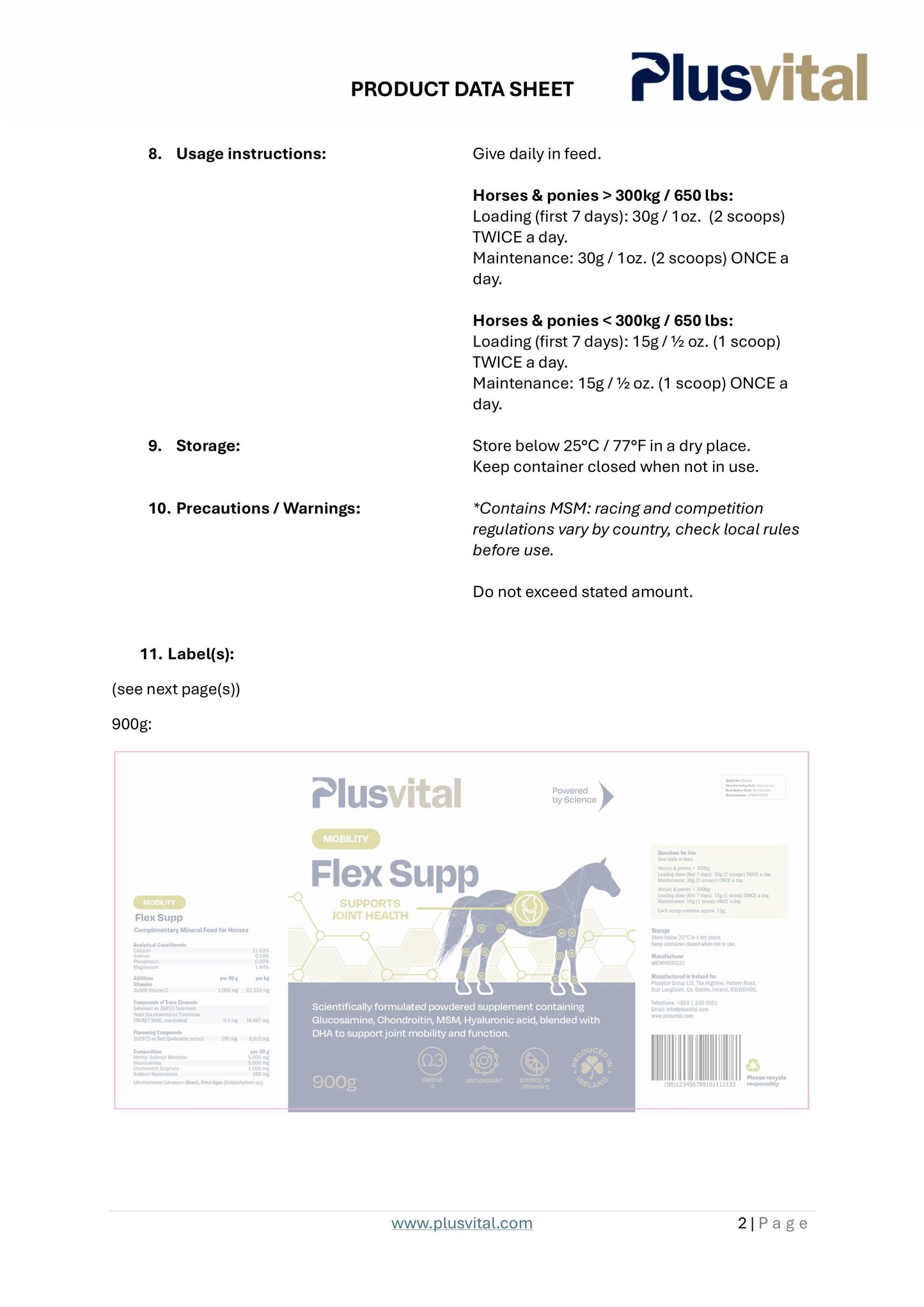 PLUS VITAL Flex Supp - Napredna podpora gibljivosti in zdravju sklepov 900g